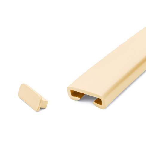 Termination for PVC railing strip, cap for PREMIUM railing profile, 40x8, cream