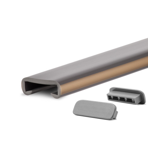 PVC handrail LUX, 40x8mm, dark grey/brass
