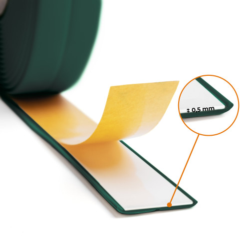PVC self-adhesive mounting and finishing strip on foam tape 10/10 5m - green