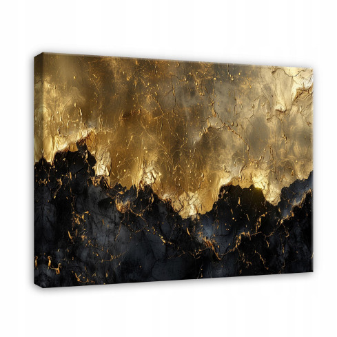 ABSTRACT GOLDEN BLACK MODERN IMAGE ON WALL PLATE SITTING ROOM 100x70