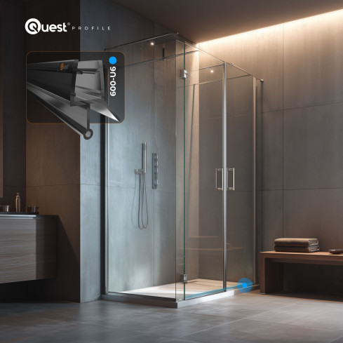 Bottom shower seal 100 cm, for 6-8mm glass, black transparent, round, with rounded tunnel, 2 pieces