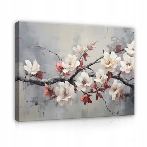 painting for the bedroom gray cherry blossoms modern on wall panel 40x30