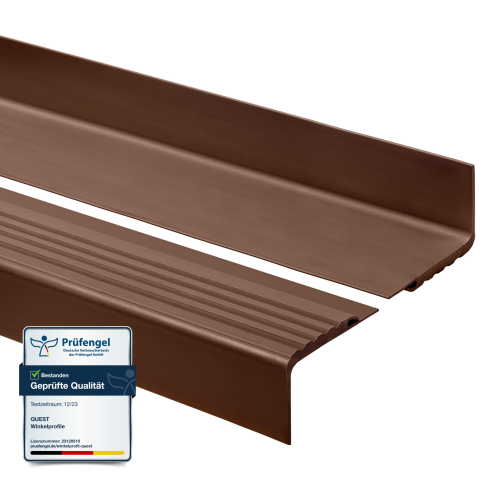 Non-slip stair nosing, 48x42mm, 150cm, brown