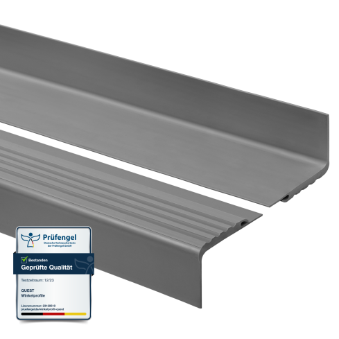 Non-slip stair nosing, 48x42mm, 150cm dark grey