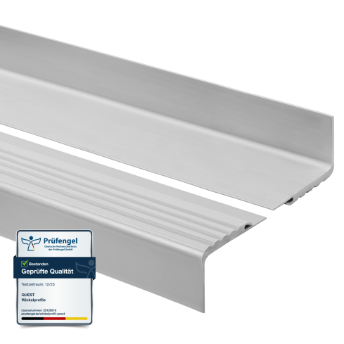 Non-slip stair nosing, 48x42mm, 150cm, grey