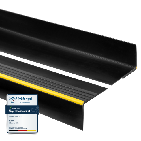 Non-slip stair nosing, 40x40mm, warning 150cm, black