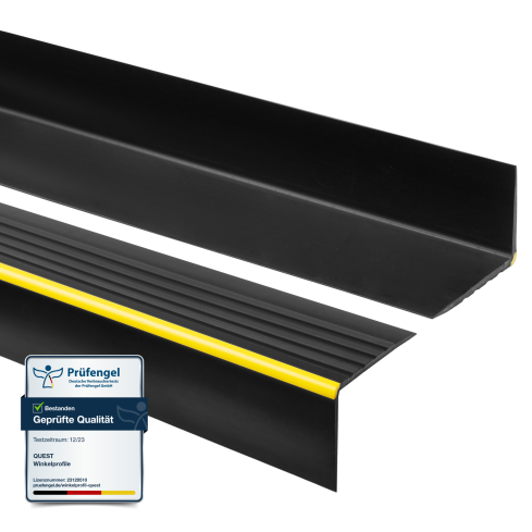 Anti-slip stair profile, warning, 55x40mm ,150cm, black