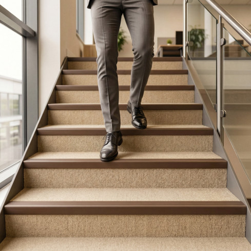 Non-slip stair nosing, 40x40mm, 150cm, brown