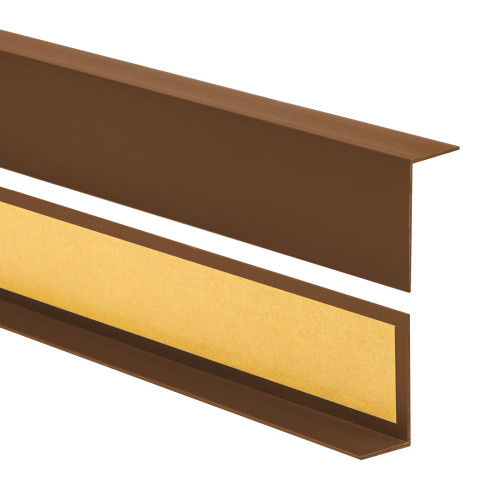 PVC uneven angle profile, self-adhesive edge protection, corner protection, brown