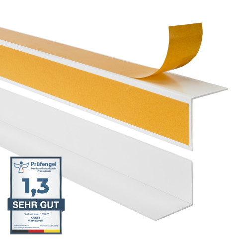Angle hard glued on the outside, white