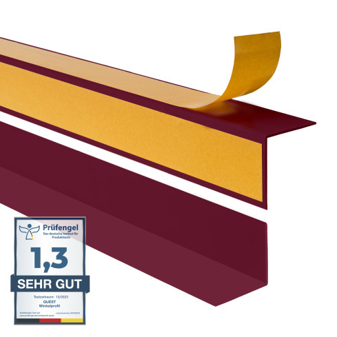 Angle profile firmly glued on the outside, burgundy red