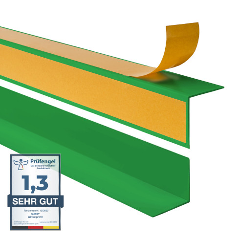 Angle profile firmly glued on the outside, grass green