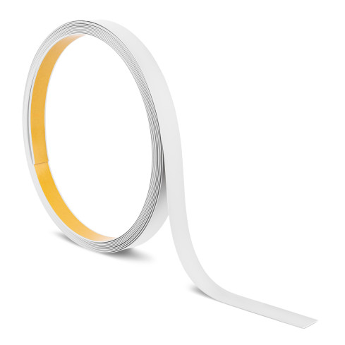 Hard PVC flat bar with adhesive, white, 10 m