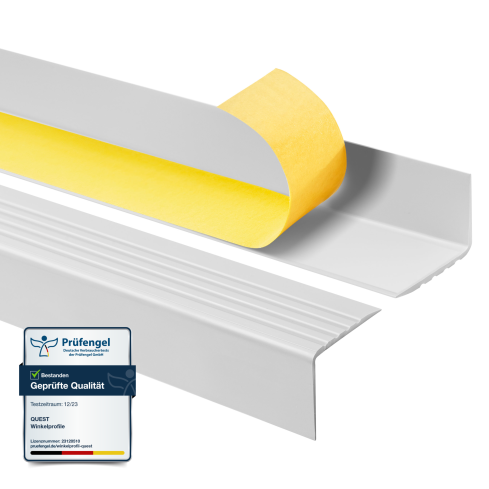 Non-slip stair nosing, self-adhesive, 50x42mm, light grey 