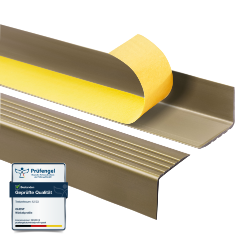 Non-slip stair nosing, self-adhesive, 50x42mm, brass 