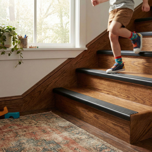 Non-slip stair nosing, self-adhesive, 50x42mm, black 