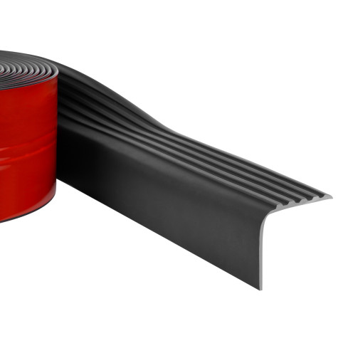 Rollable PVC stair nosing profile, self-adhesive 50x48mm, black