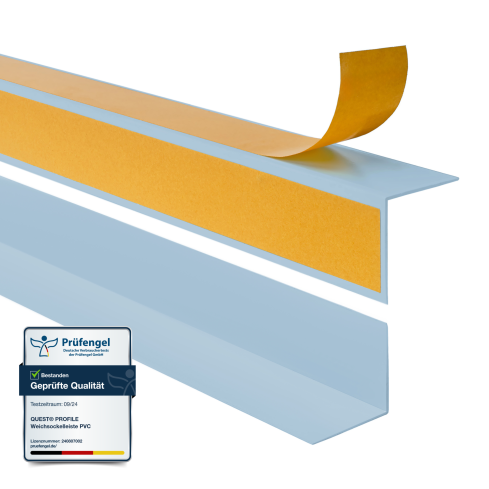 PVC angle profile, self-adhesive edge protection, corner protection, light blue
