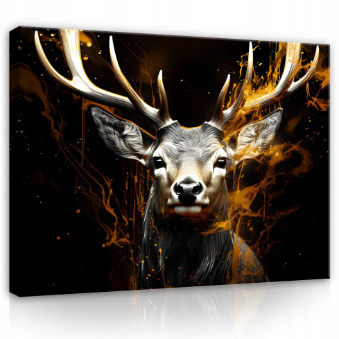 ABSTRACT BLACK DEER painting Large Living Room 100x70