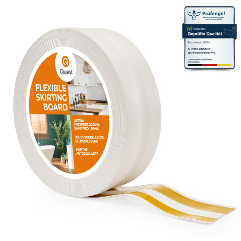 Flexible skirting board, self-adhesive, PVC 32x23mm, white