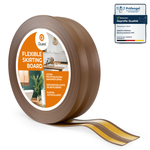 Flexible skirting board, self-adhesive, PVC 32x23mm, dark brown
