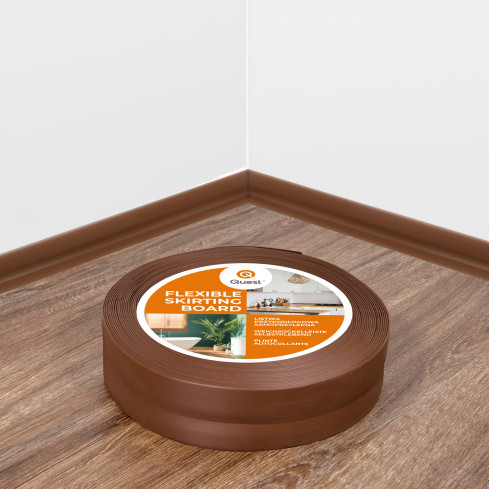 Flexible skirting board, self-adhesive, PVC 32x23mm, dark brown