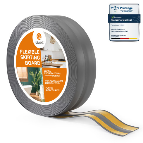 Flexible skirting board, self-adhesive, PVC 32x23mm, graphite
