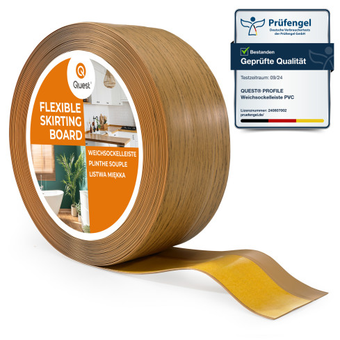 Flexible skirting board, self-adhesive, PVC 50x20mm, oak