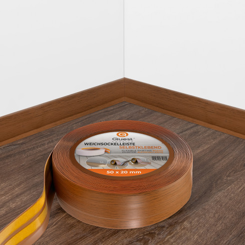 Flexible skirting board, self-adhesive, PVC 50x20mm, rustic oak
