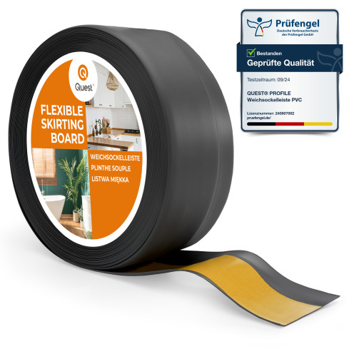 Flexible skirting board, self-adhesive, PVC 50x20mm, graphite