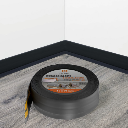 Flexible skirting board, self-adhesive, PVC 50x20mm, graphite