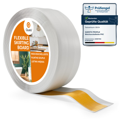 Flexible skirting board, self-adhesive, PVC 50x20mm, light grey