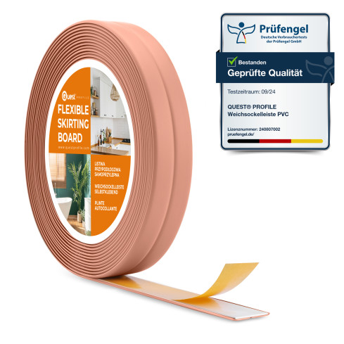 PVC self-adhesive mounting and finishing strip on foam tape 10/10 5m - light brown