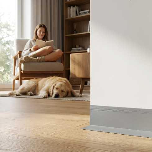 Self-adhesive PVC skirting board, flexible DEKOR baseboard, 50x20mm, grey
