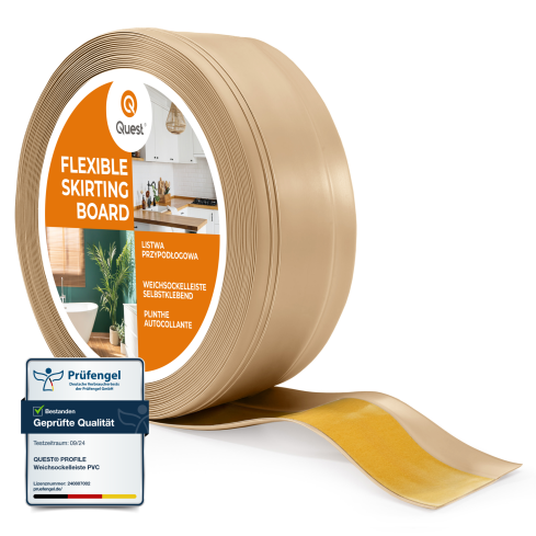 Self-adhesive PVC skirting board, flexible DEKOR baseboard, 50x20mm, sand color