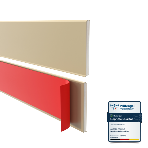 Self-adhesive PVC skirting board, smooth, 100mm, 10m, beige