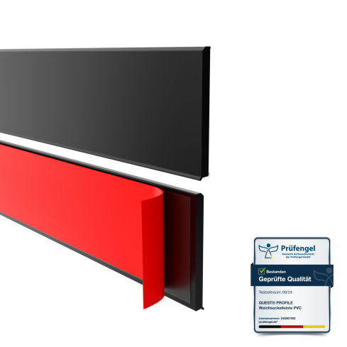 Self-adhesive PVC skirting board, smooth, 100mm, 10m, black