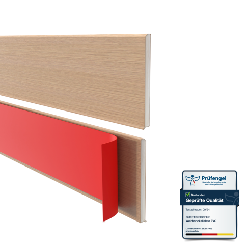 Self-adhesive PVC skirting board, smooth, 100mm, 10m, light oak