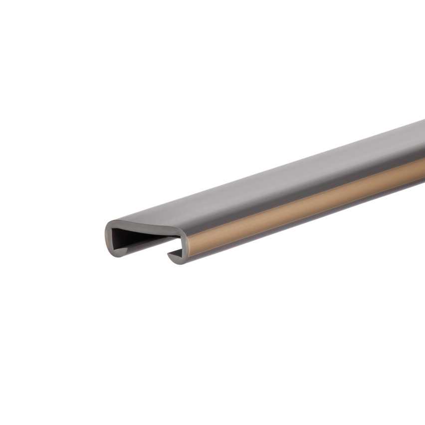 PVC handrail LUX, 40x8mm, dark grey/brass
