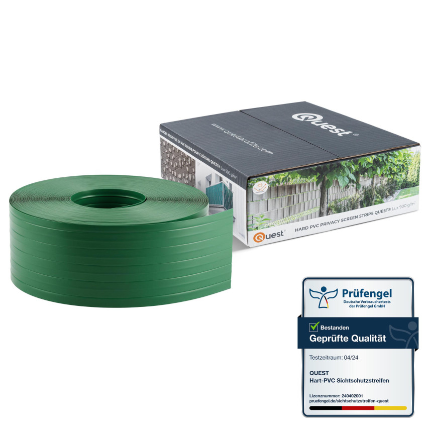 PVC fence strip 10 cm, narrow slat for premium panel fences, 900 g/m2, green RAL 6005