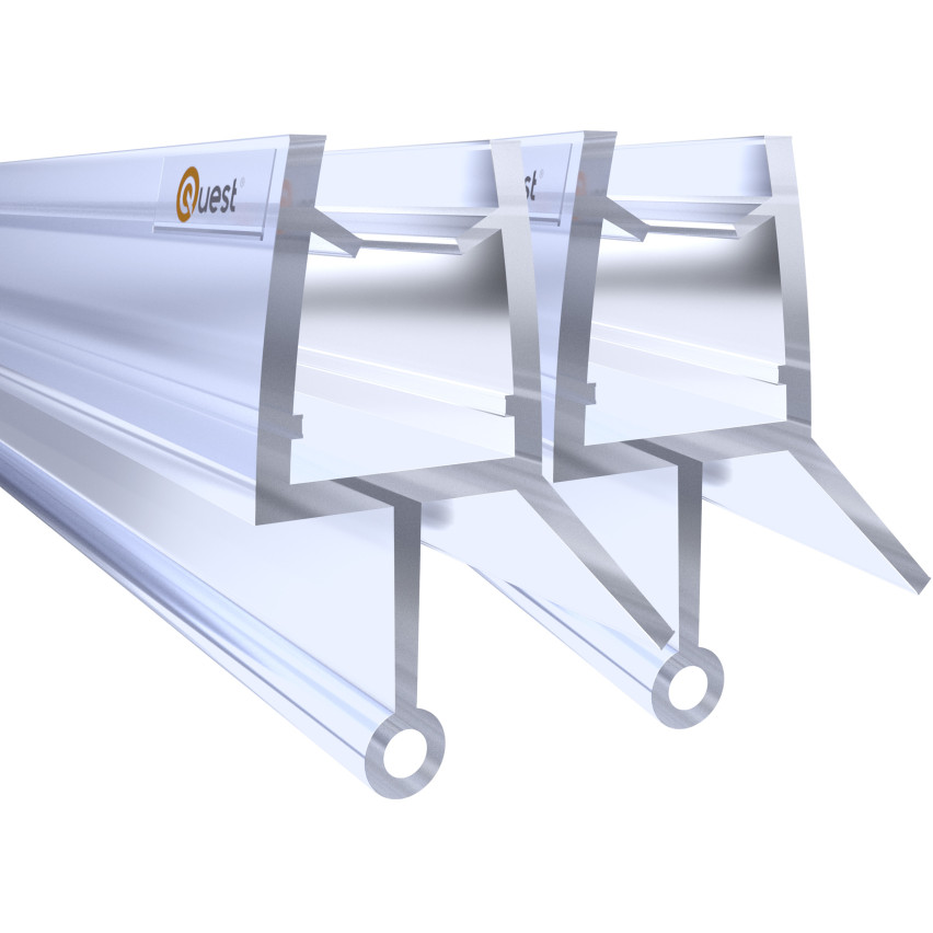 Bottom shower gasket 100 cm, for 6-8mm glass, transparent, round, with rounded tunnel, 2 pieces