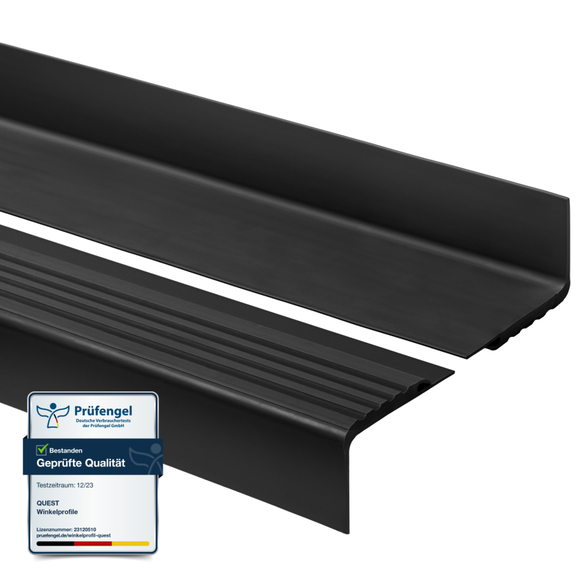 Non-slip stair nosing, 48x42mm, 150cm, black