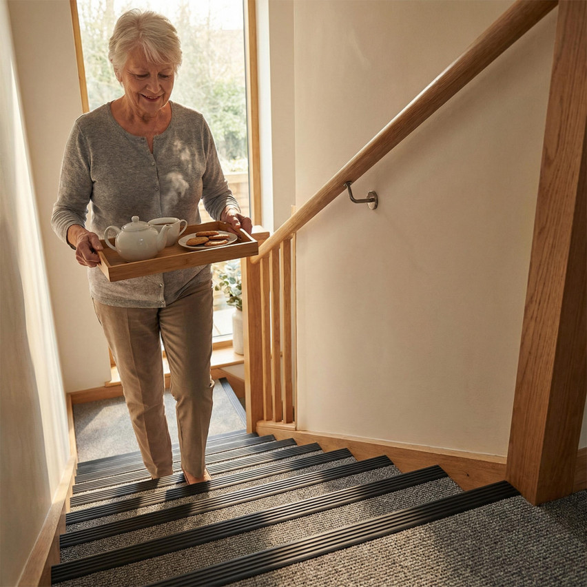 Non-slip stair nosing, 48x42mm, 150cm, grey