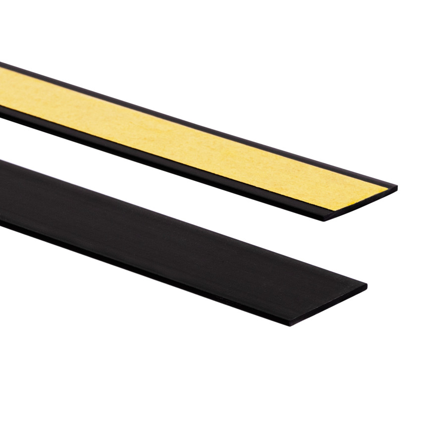Hard PVC flat bar with adhesive, black, 10 m