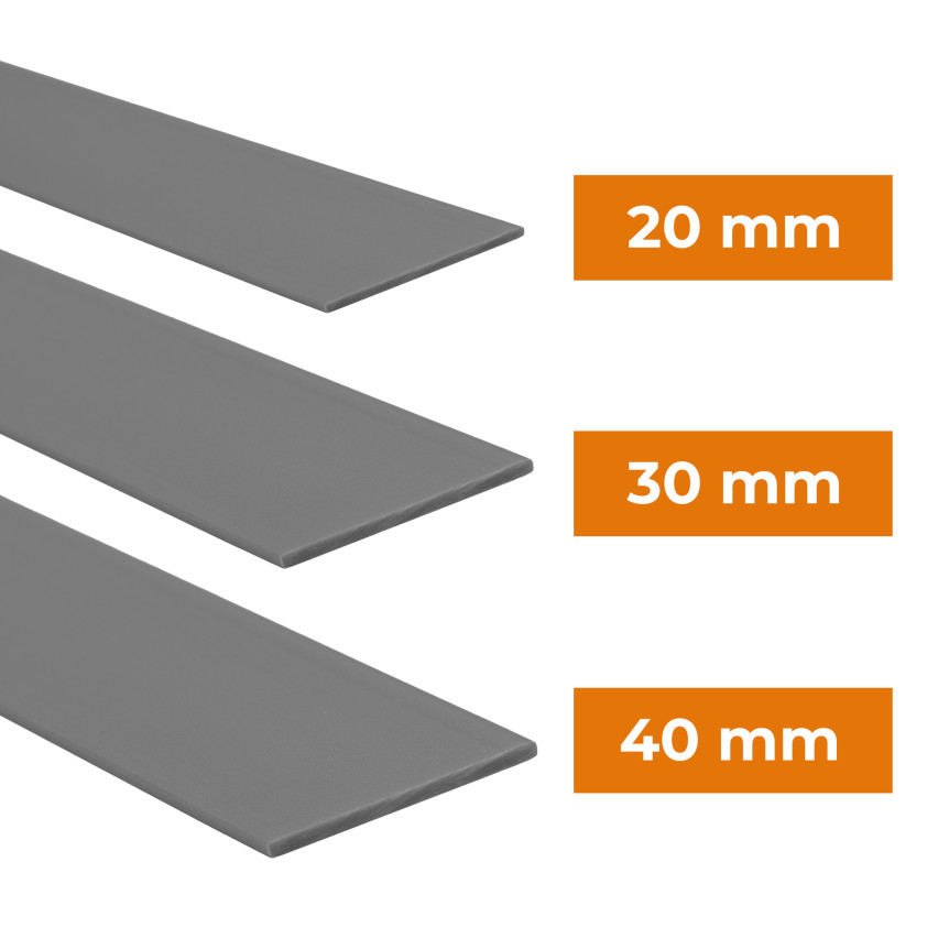 Hard PVC flat bar with adhesive, black, 10 m