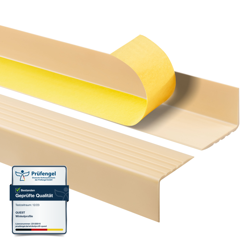 Non-slip stair nosing, self-adhesive, 50x42mm, creme 