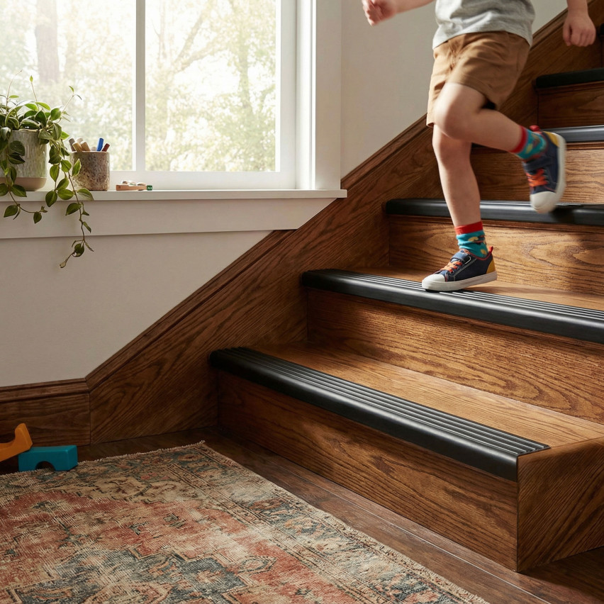 Non-slip stair nosing, self-adhesive, 50x42mm, yellow 