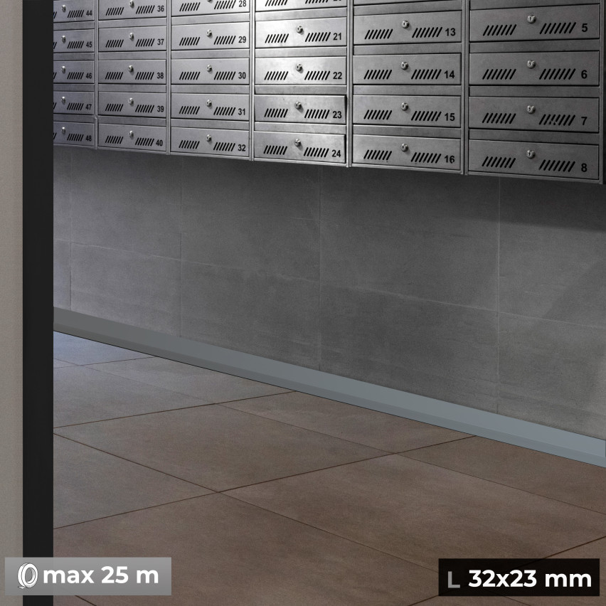 Flexible skirting board, self-adhesive, PVC 32x23mm, light grey