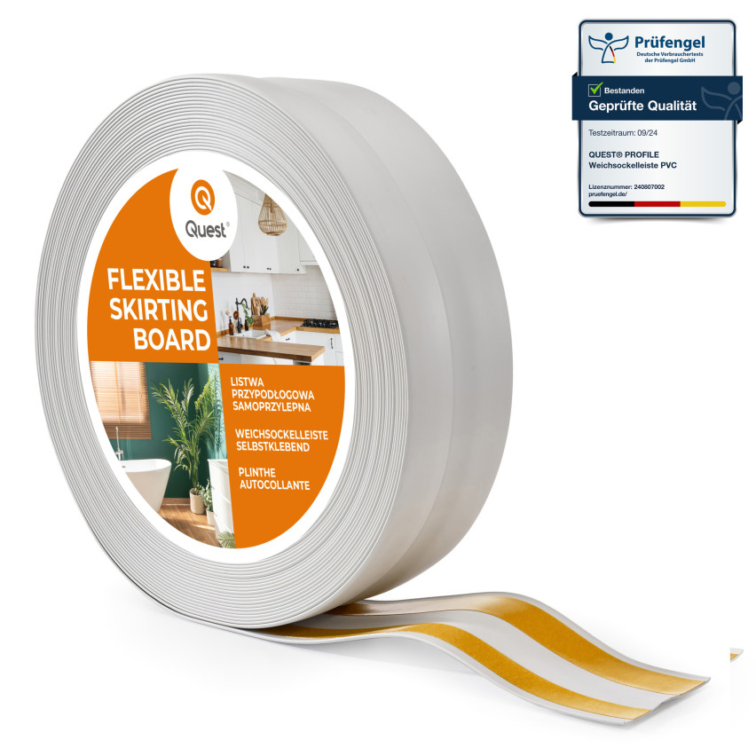 Flexible skirting board, self-adhesive, PVC 32x23mm, light grey