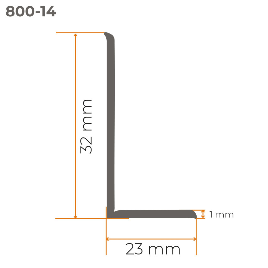 Flexible skirting board, self-adhesive, PVC 32x23mm, light grey